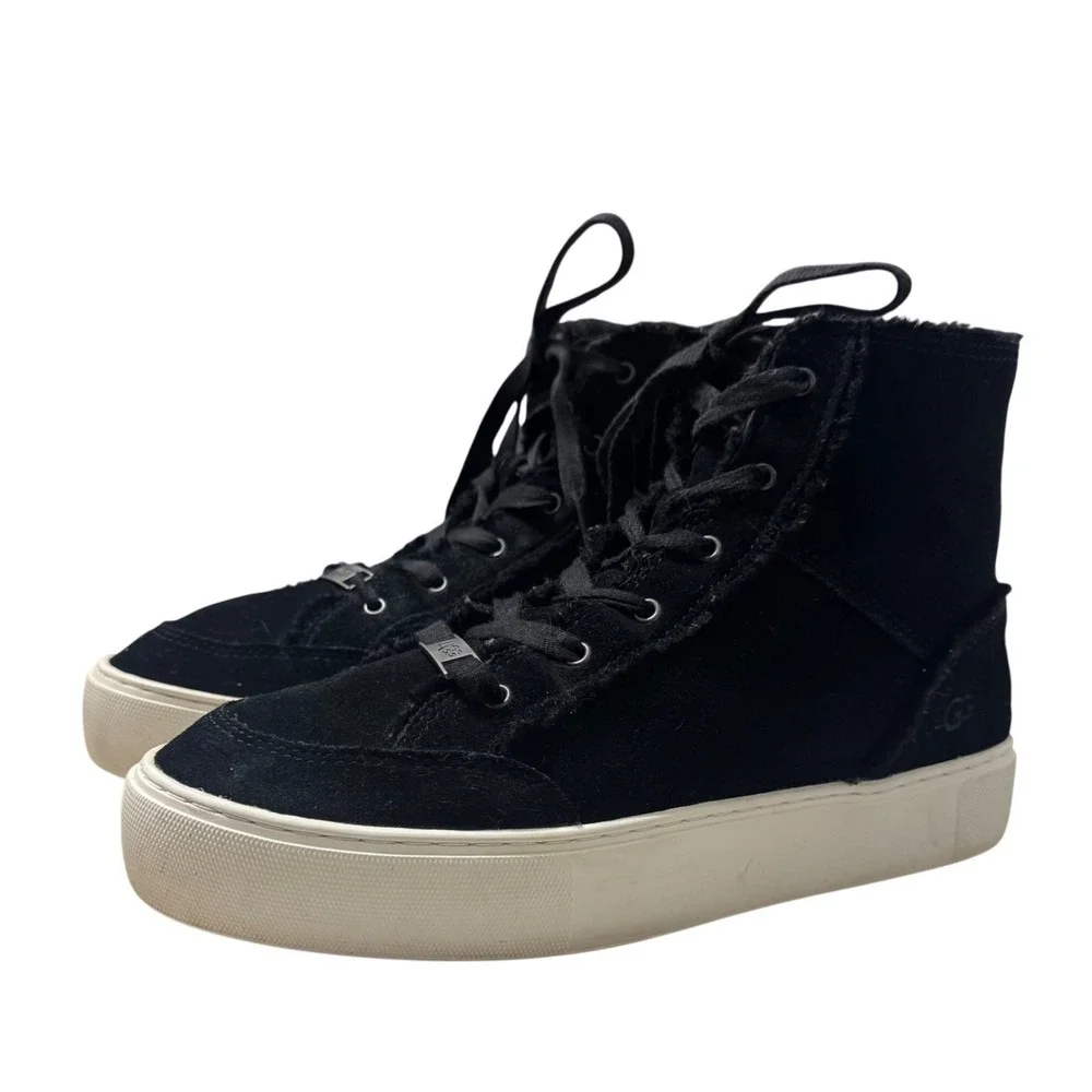 UGG Nuray Platform Sneaker Booties 9 Womens Black Suede High Top